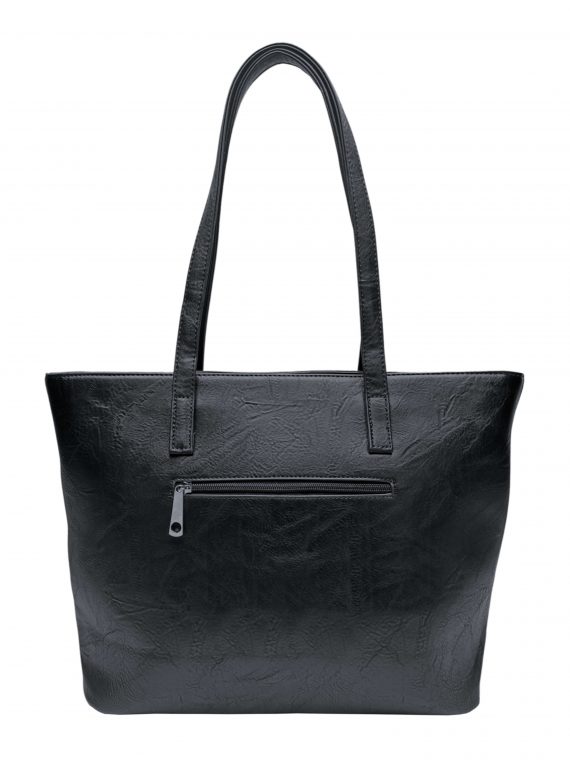 Černá kabelka přes rameno s kapsou, Tapple, H22091, zadní strana kabelky