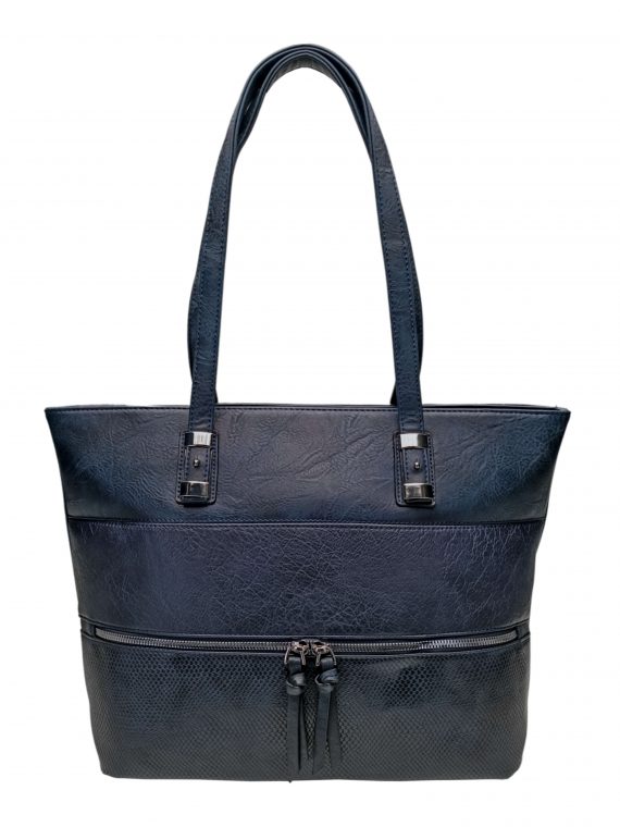 Tmavě modrá kabelka přes rameno s kapsou, Tapple, H22091, přední strana kabelky