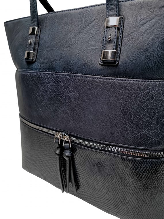 Tmavě modrá kabelka přes rameno s kapsou, Tapple, H22091, detail kabelky