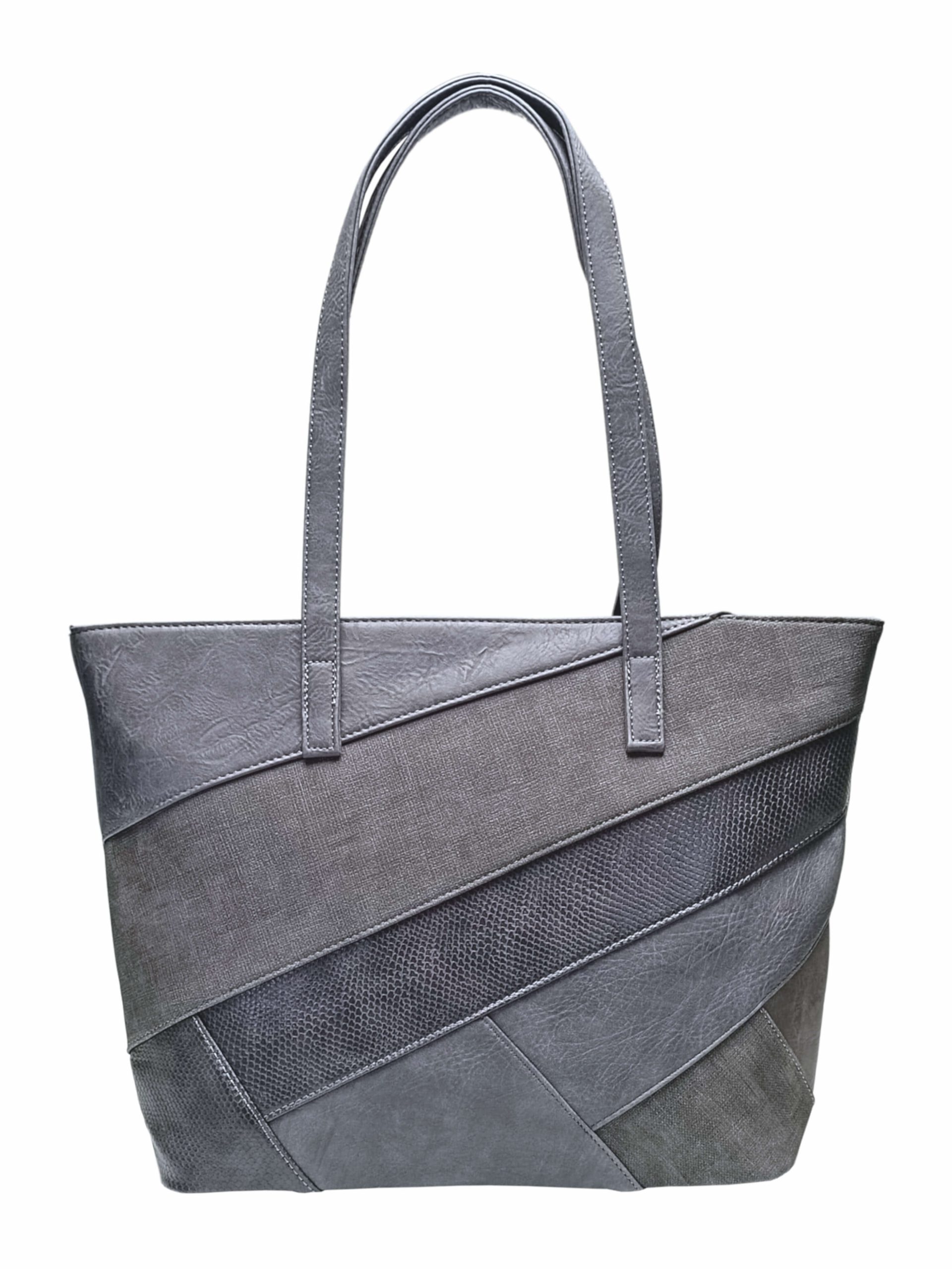 Tmavě šedá kabelka přes rameno s šikmými vzory, Tapple, H190030, přední strana kabelky