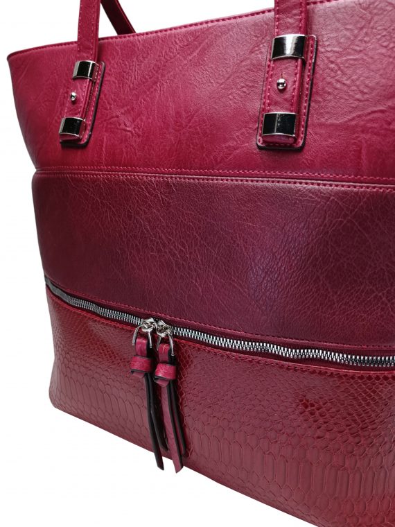Vínová / bordó kabelka přes rameno s kapsou, Tapple, H22091, detail kabelky