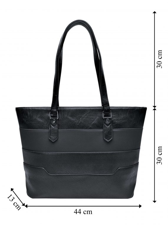 Černá dámská kabelka přes rameno, Tapple, H190049, přední strana kabelky přes rameno s rozměry