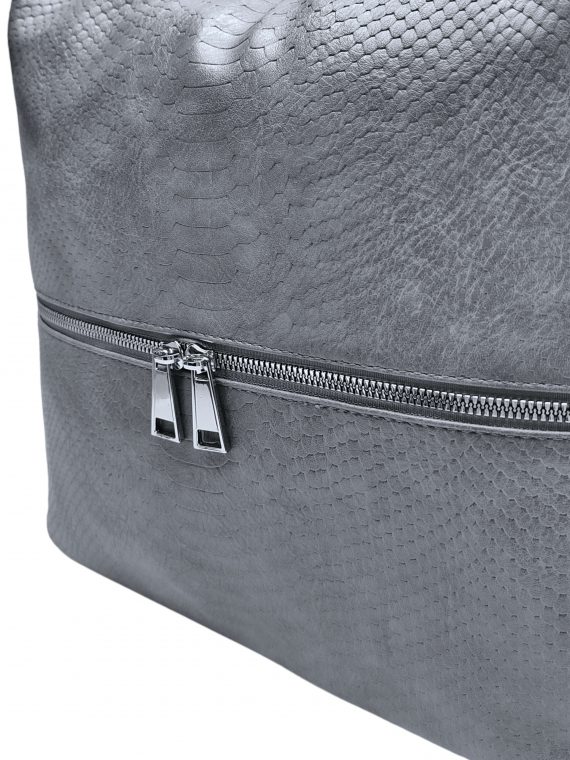 Moderní středně šedý kabelko-batoh z eko kůže, Tapple, H190010, detail kabelko-batohu 2v1