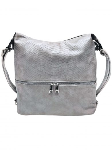 Moderní světle šedý kabelko-batoh z eko kůže, Tapple, H190010, přední strana kabelko-batohu 2v1