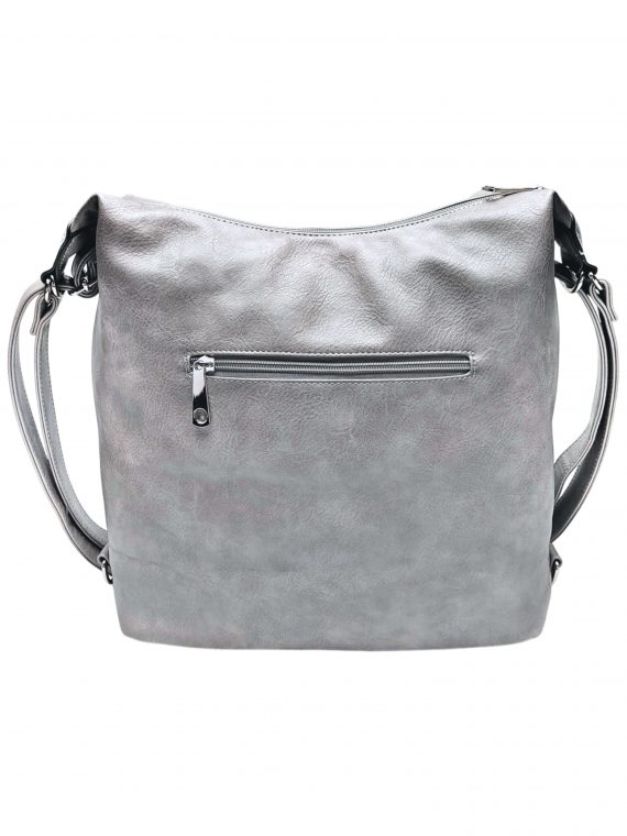 Moderní světle šedý kabelko-batoh z eko kůže, Tapple, H190010, zadní strana kabelko-batohu 2v1