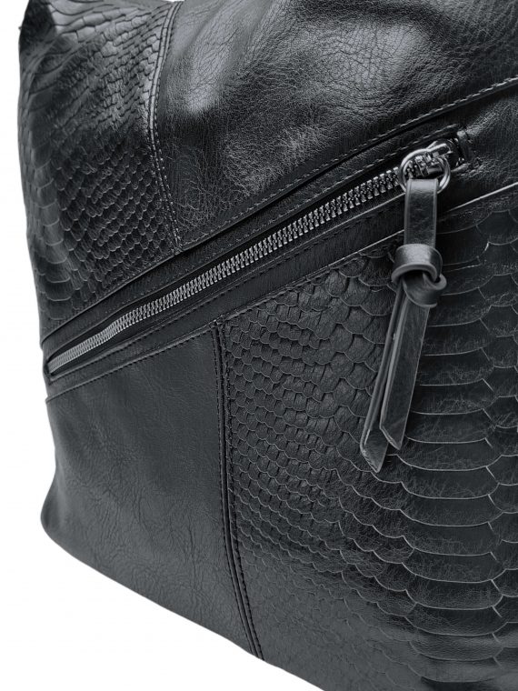 Velký černý kabelko-batoh z eko kůže, Tapple, H18077, detail kabelko-batohu 2v1