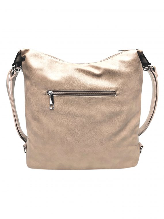 Velký světle hnědý kabelko-batoh z eko kůže, Tapple, H18077, zadní strana kabelko-batohu 2v1