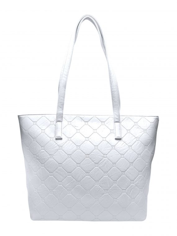 Bílá kabelka přes rameno s koso vzory, Tapple, H22502, strana kabelky