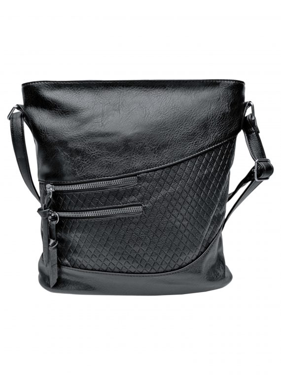 Černá crossbody kabelka s líbivou texturou, Tapple, H17360, přední strana crossbody kabelky