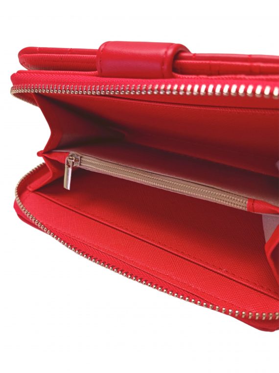 Moderní tmavě červená dámská peněženka, Tapple, 020, vnitřní uspořádání dámské peněženky s přihrádkou na mince