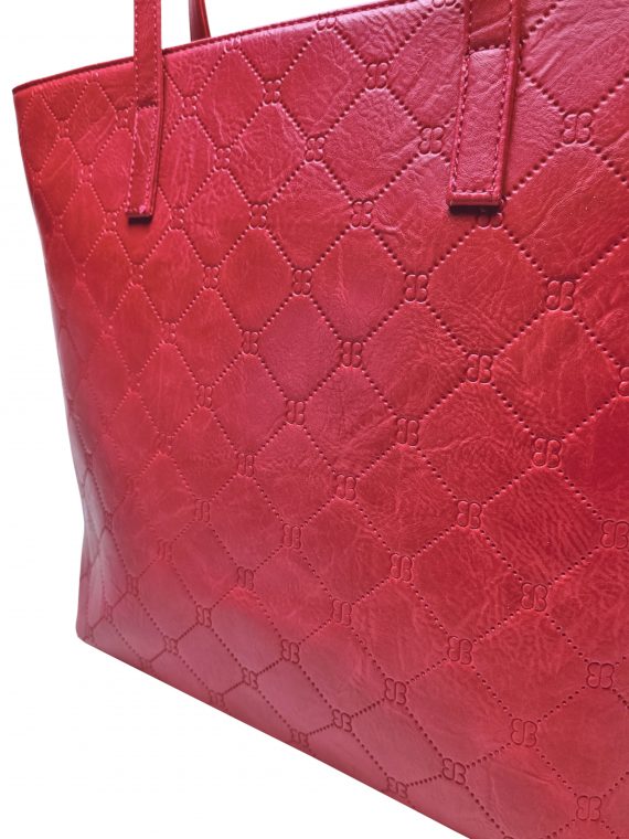 Vínová / bordó kabelka přes rameno s koso vzory, Tapple, H22502, detail kabelky