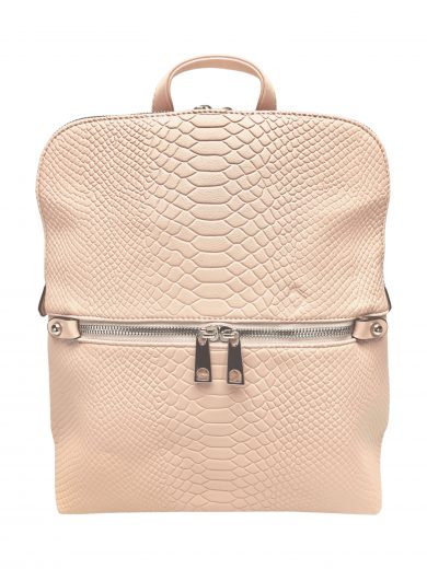 Béžový dámský batoh s hadí texturou, Tapple, H20820, přední strana batohu
