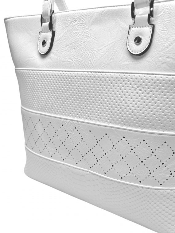 Bílá kabelka přes rameno se vzory, Tapple, H22922-1, detail kabelky přes rameno