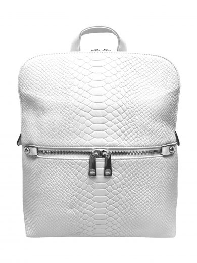 Bílý dámský batoh s hadí texturou, Tapple, H20820, přední strana batohu