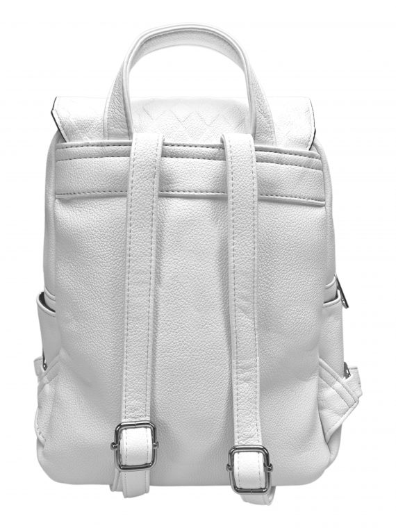 Bílý dámský batoh s kosočtverci, Tapple, H22113-1, zadní strana batohu