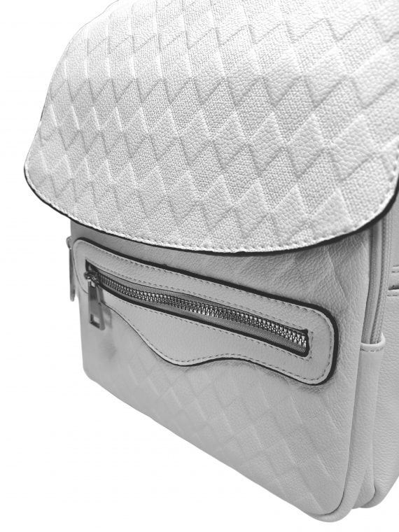 Bílý dámský batoh s kosočtverci, Tapple, H22113-1, detail batohu