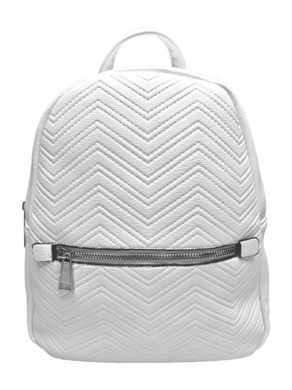 Bílý dámský batoh s moderním vzorem, Tapple, H22802-1, přední strana batohu