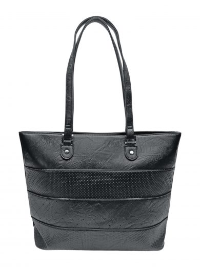 Černá kabelka přes rameno se vzory, Tapple, H22922-1, přední strana kabelky přes rameno