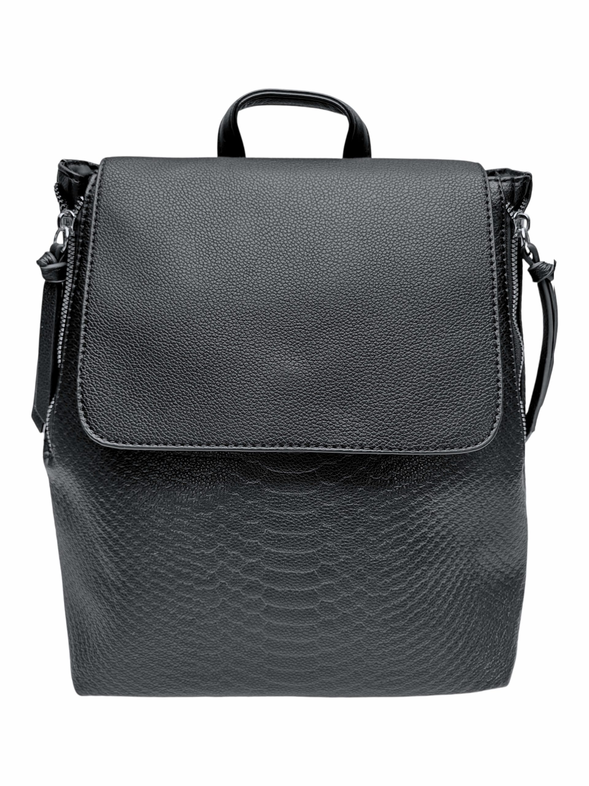 Černý dámský batoh s hadím vzorem, Tapple, H22386, přední strana batohu