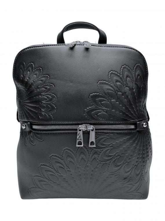 Černý dámský batoh s ornamenty, Tapple, H20820-12, přední strana batohu