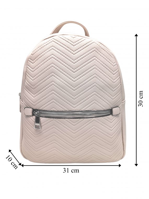 Šedobéžový dámský batoh s moderním vzorem, Tapple, H22802-1, přední strana batohu s rozměry