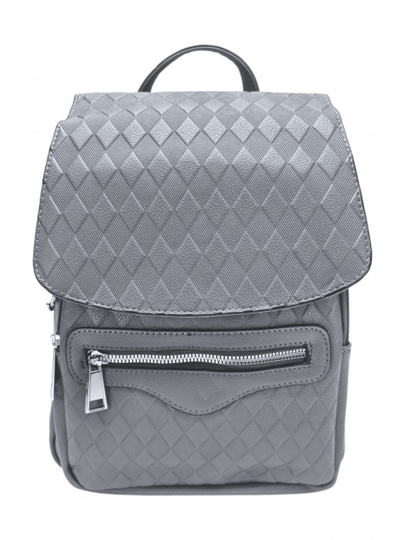 Středně šedý dámský batoh s kosočtverci, Tapple, H22113-1, přední strana batohu