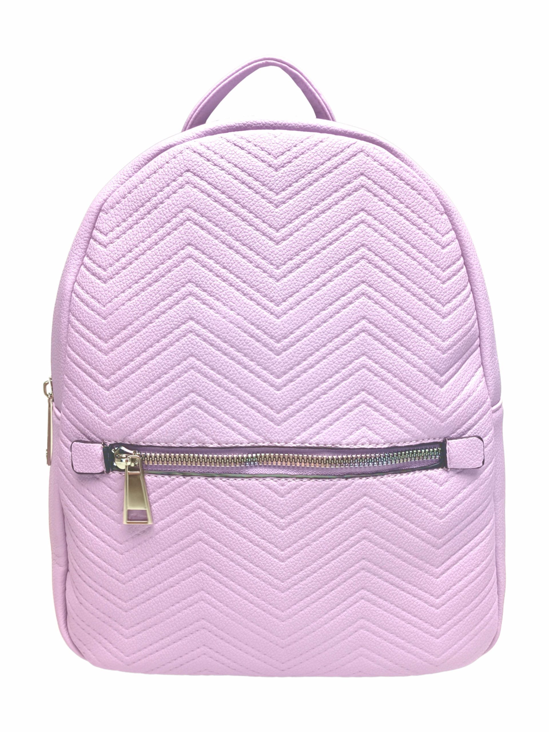 Světle fialový dámský batoh s moderním vzorem, Tapple, H22802-1, přední strana batohu