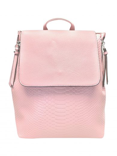 Světle růžový dámský batoh s hadím vzorem, Tapple, H22386, přední strana batohu