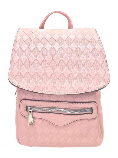 Světle růžový dámský batoh s kosočtverci, Tapple, H22113-1, přední strana batohu
