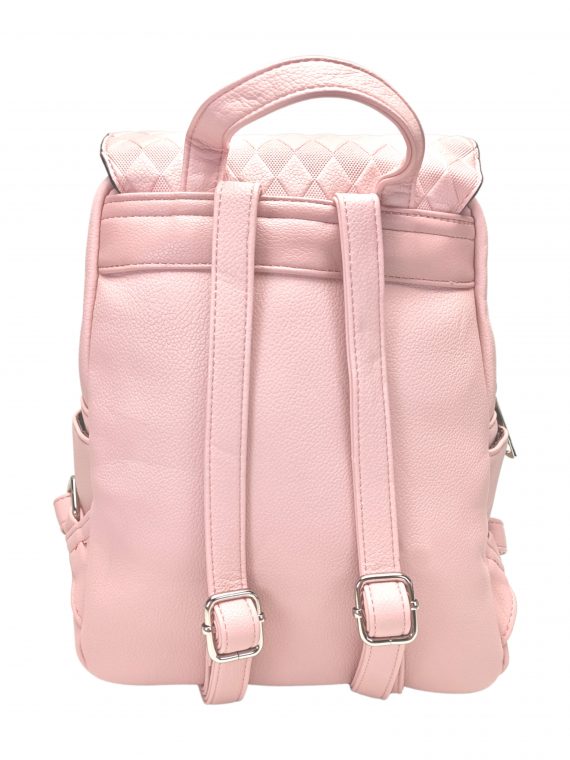 Světle růžový dámský batoh s kosočtverci, Tapple, H22113-1, zadní strana batohu
