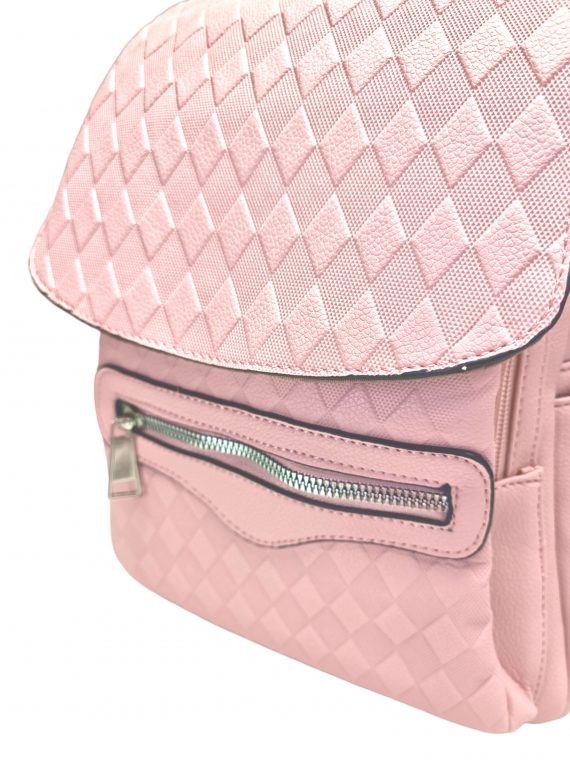 Světle růžový dámský batoh s kosočtverci, Tapple, H22113-1, detail batohu