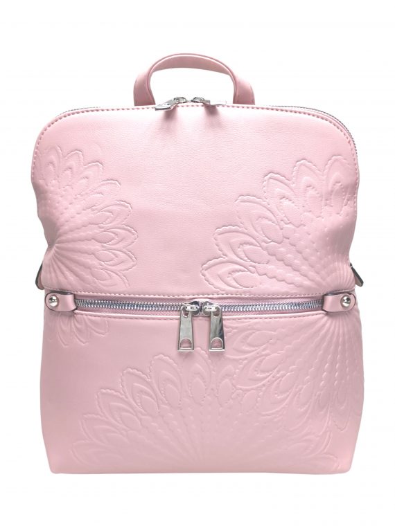 Světle růžový dámský batoh s ornamenty, Tapple, H20820-12, přední strana batohu