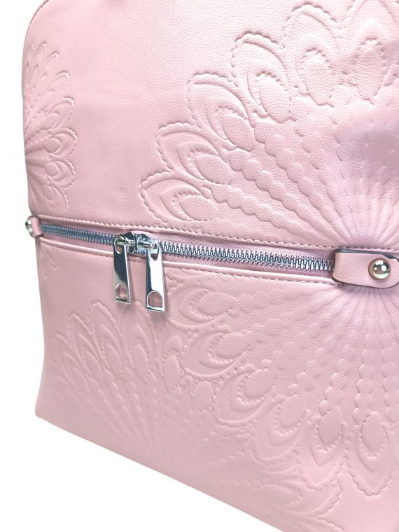 Světle růžový dámský batoh s ornamenty, Tapple, H20820-12, detail batohu