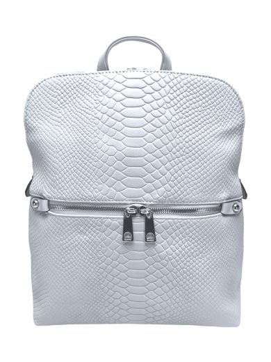 Světle šedý dámský batoh s hadí texturou, Tapple, H20820, přední strana batohu