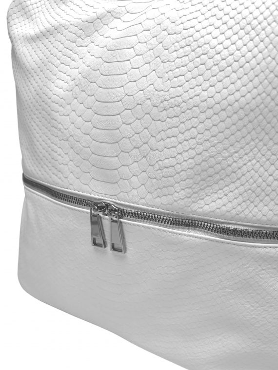 Moderní bílý kabelko-batoh z eko kůže, Tapple, H190010, detail kabelko-batohu 2v1