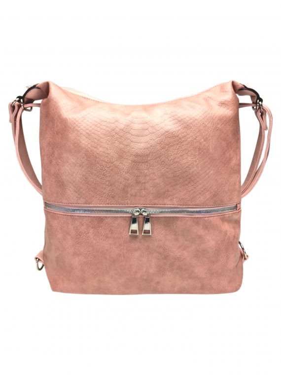 Moderní starorůžový kabelko-batoh z eko kůže, Tapple, H190010, přední strana kabelko-batohu 2v1
