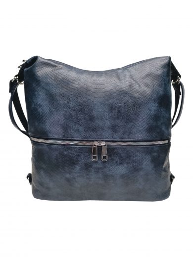 Moderní tmavě modrý kabelko-batoh z eko kůže, Tapple, H190010, přední strana kabelko-batohu 2v1