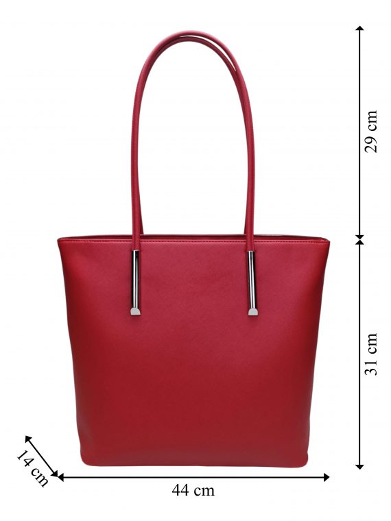 Tmavě červená moderní kabelka přes rameno, Tapple, H17429S, přední strana kabelky přes rameno s rozměry