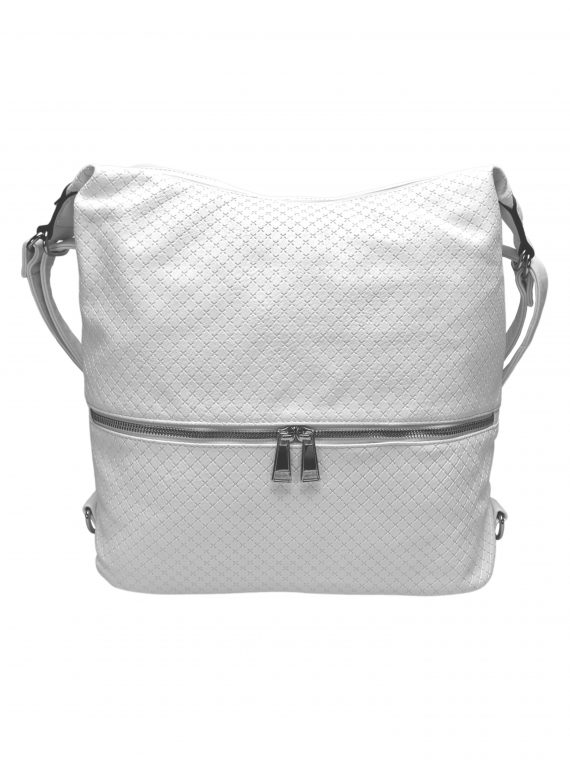 Velký bílý kabelko-batoh 2v1 s praktickou kapsou, Tapple, H190010N+, přední strana kabelko-batohu 2v1