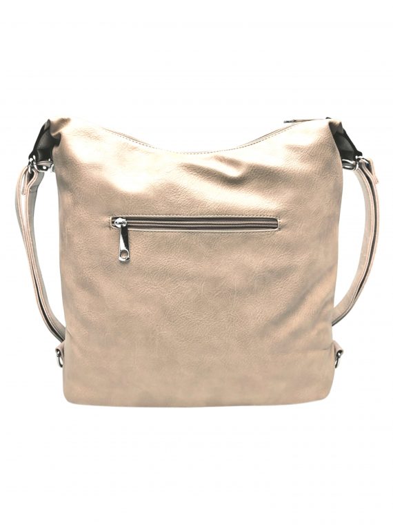 Velký světle hnědý kabelko-batoh 2v1 s praktickou kapsou, Tapple, H190010N+, zadní strana kabelko-batohu 2v1