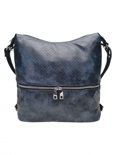Velký tmavě modrý kabelko-batoh 2v1 s praktickou kapsou, Tapple, H190010N+, přední strana kabelko-batohu 2v1