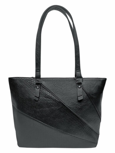 Černá dámská kabelka přes rameno se vzory, Tapple, H17224, přední strana kabelky přes rameno