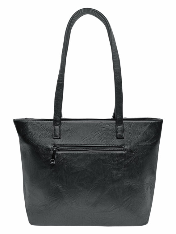 Černá dámská kabelka přes rameno se vzory, Tapple, H17224, zadní strana kabelky přes rameno