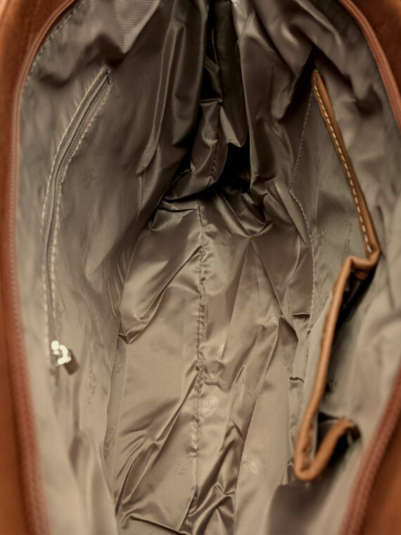 Středně hnědá dámská kabelka přes rameno se vzory, Tapple, H17224, vnitřní uspořádání kabelky přes rameno