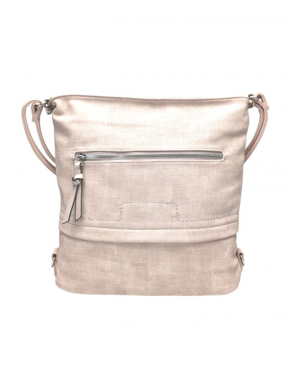 Střední béžový kabelko-batoh 2v1 s praktickou kapsou, Tapple, H190062, přední strana kabelko-batohu 2v1