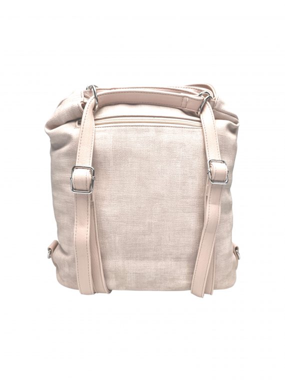 Střední béžový kabelko-batoh 2v1 s praktickou kapsou, Tapple, H190062, zadní strana kabelko-batohu 2v1 s popruhy