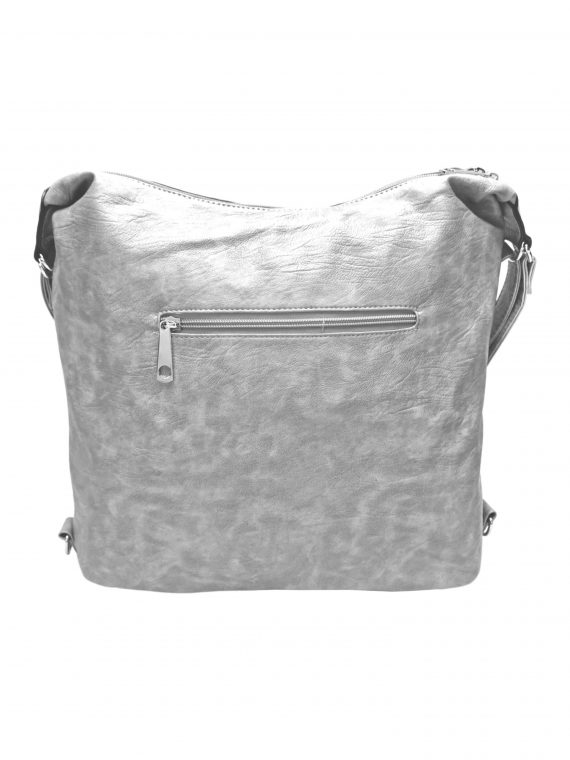 Velký světle šedý kabelko-batoh 2v1 s kapsami, Tapple, H23029, zadní strana kabelko-batohu 2v1