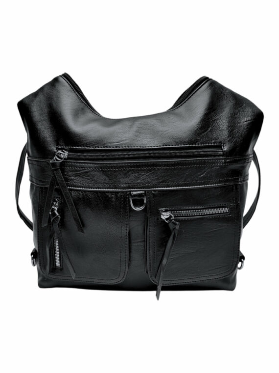 Praktický černý kabelko-batoh 2v1, Tapple, 039C, přední strana kabelko-batohu 2v1