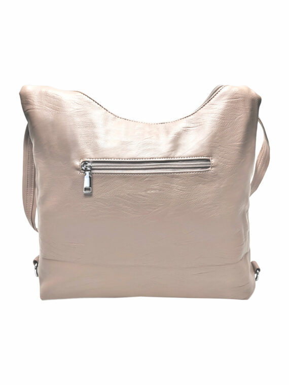 Praktický hnědošedý kabelko-batoh 2v1, Tapple, 039C, zadní strana kabelko-batohu 2v1