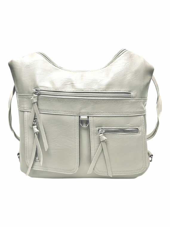 Praktický šedobéžový kabelko-batoh 2v1, Tapple, 039C, přední strana kabelko-batohu 2v1